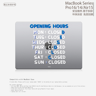 营业时间主理人小众简约抽象笔记本电脑保护壳适用苹果MacBook Case保护套M5 2025Pro14寸M4 Air13.6M2 Pro13