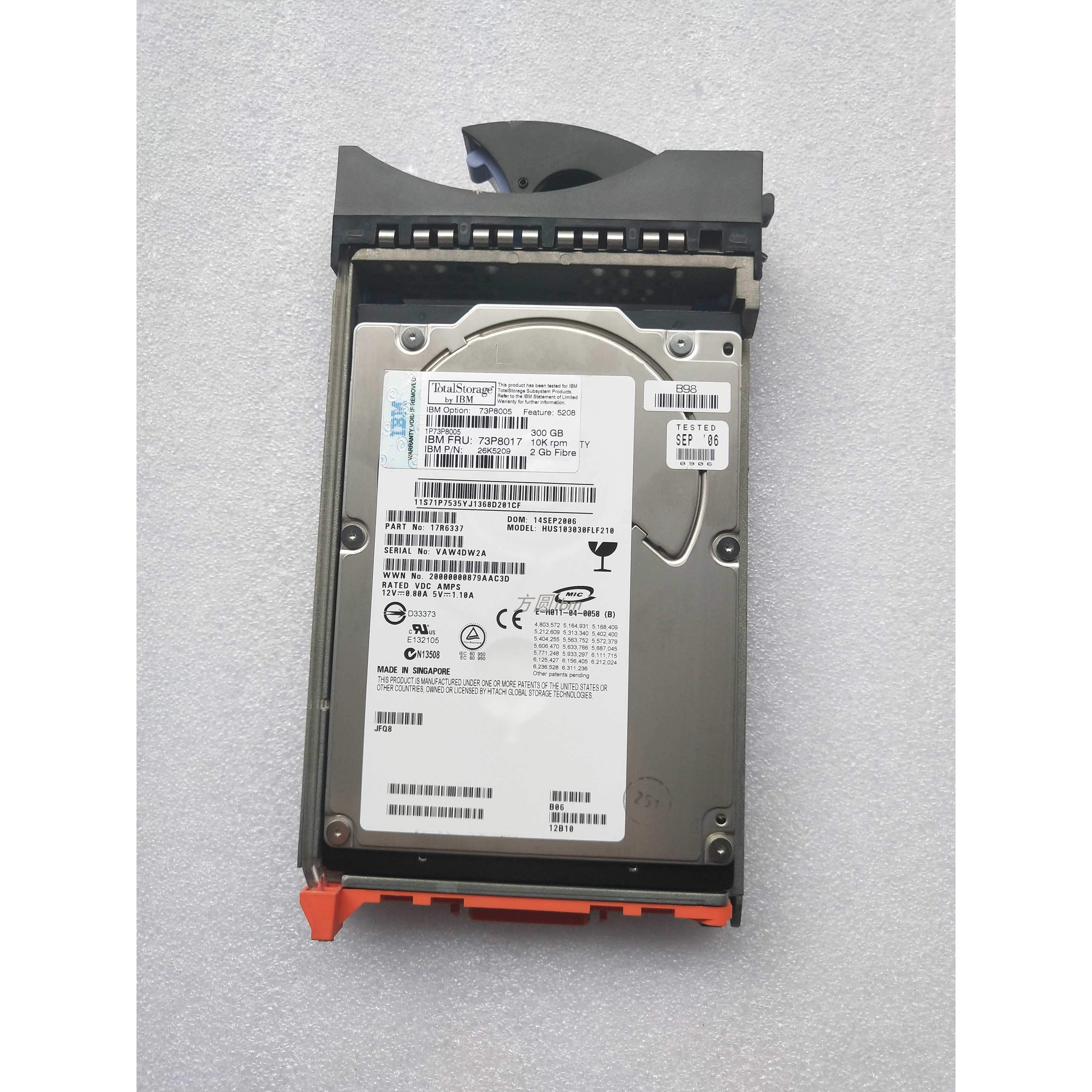 IBM 5208 73P8017 73P8005 26K5209 DS4300 300G 10K FC 硬盘