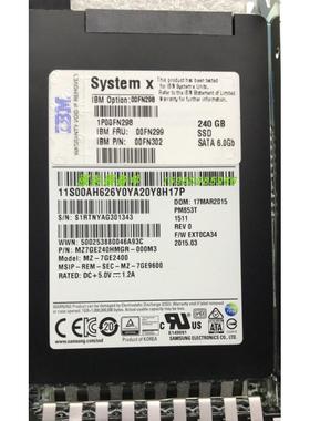 IBM 00FN298 00FN299 00FN302 240G SATA SSD X3650 M4 固态硬盘