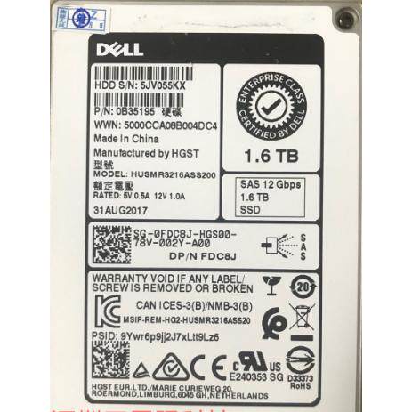 DELL FDC8J 0FDC8J 1.6T 1.6TB SAS SSD 12Gb R640 R740 R940硬盘