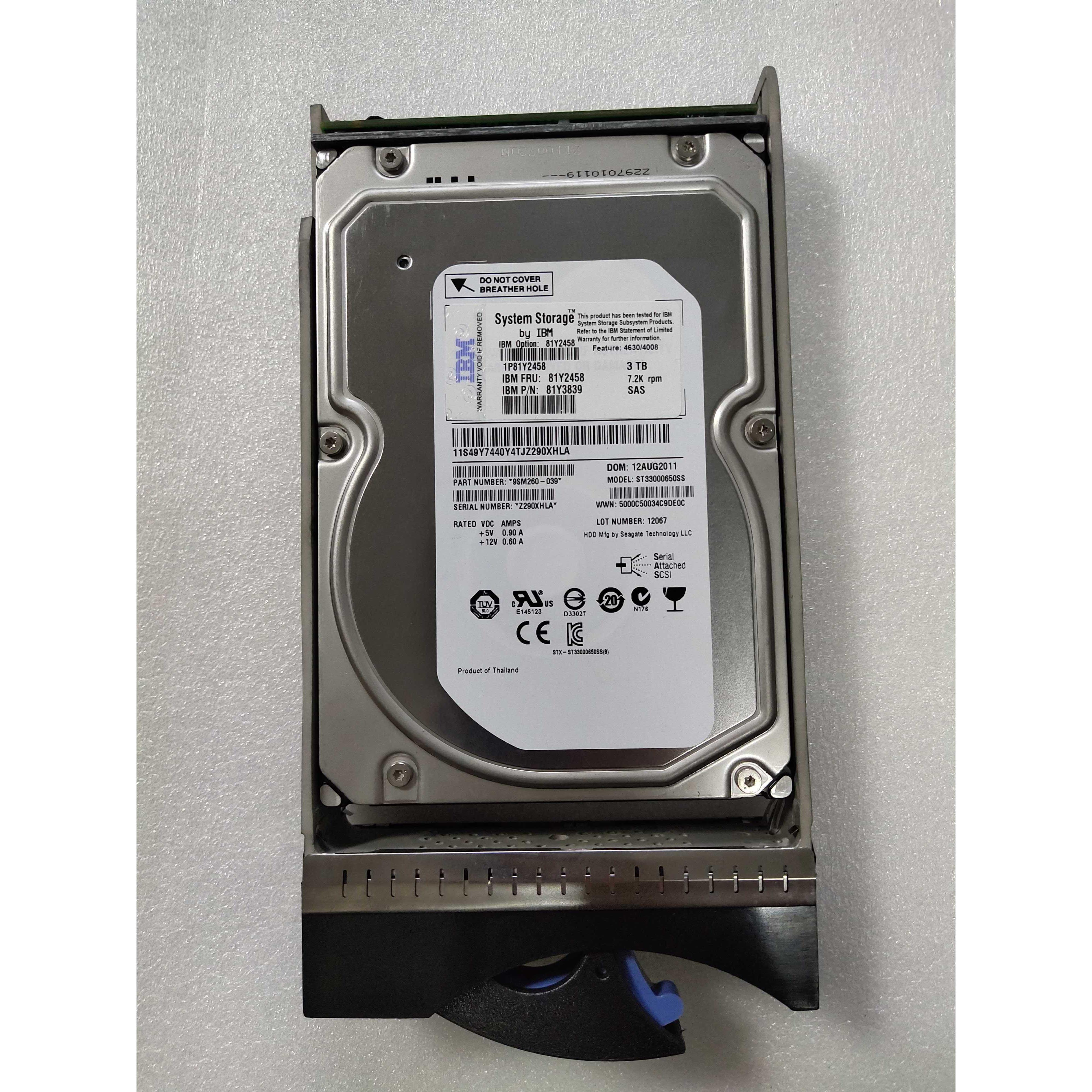 IBM DS5020 81Y2458 94Y8411 3T 7.2K SAS 3.5 FC 3TB 存储硬盘