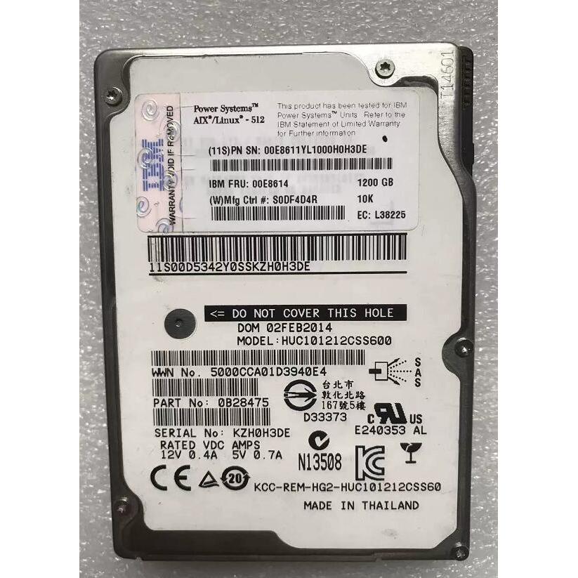 IBM Power P720 760 770小型机FRU 00E8614 1.2T 10K SAS 2.5硬盘