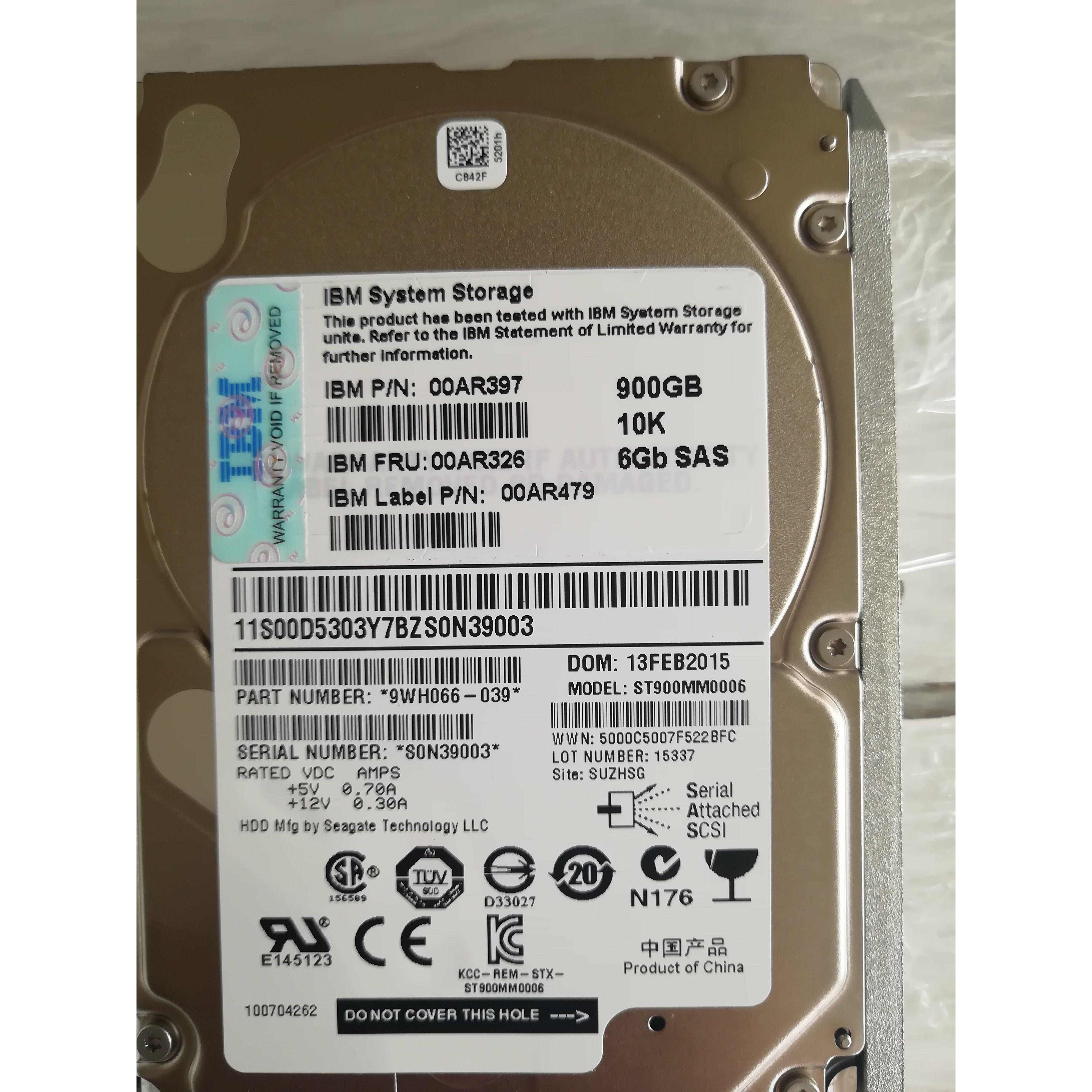 IBM V7000 900G 10K 2.5 SAS 00AR326 00AR397 00WY598存储硬盘