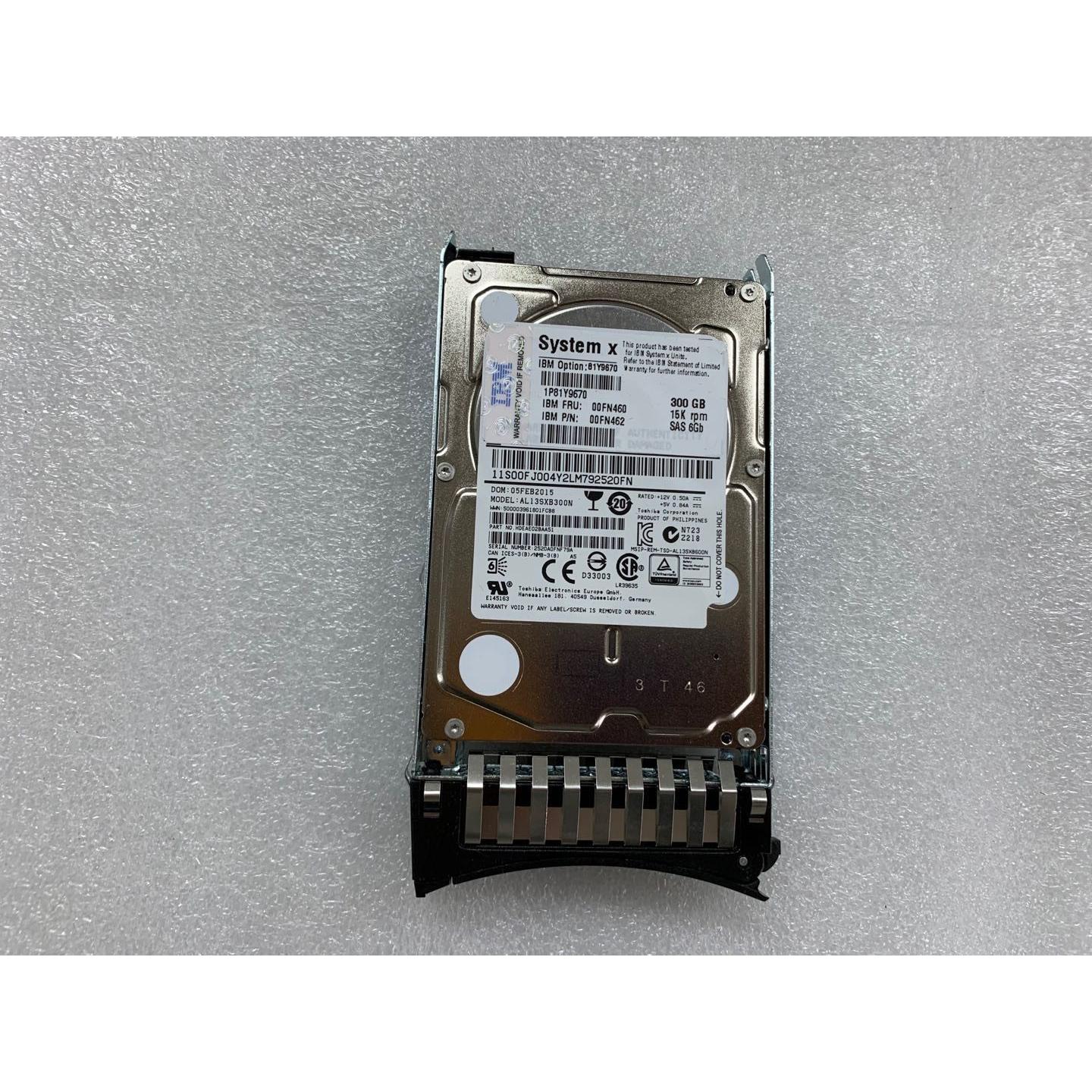 IBM 00FN460 300G SAS 15K 00FN462 81Y9670 6Gb硬盘ST9300653SS