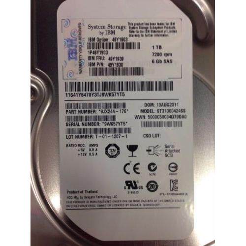 IBM 1TB SAS 3.5寸 6Gb 49Y1903 49Y1939 49Y1930 服务器硬盘