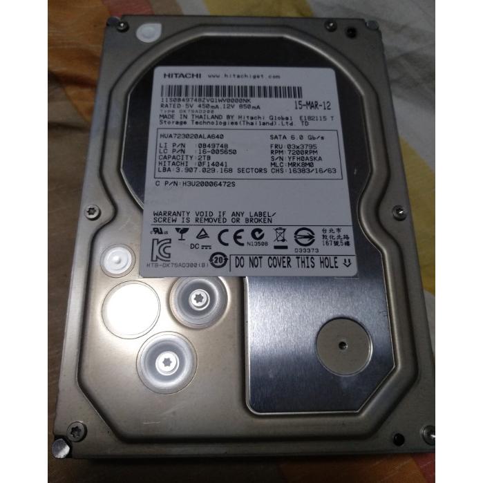 HDS 2TB 7.2K 3.5 6G SATA HUA723020ALA640硬盘 附带测报