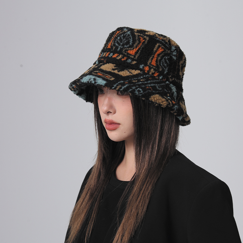 民族风图案渔夫帽秋冬保暖