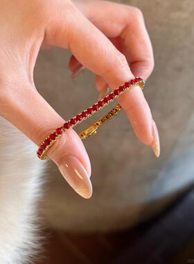 小红书爆款新年高配小红绳手链女精致排钻红宝本命年手环送女友