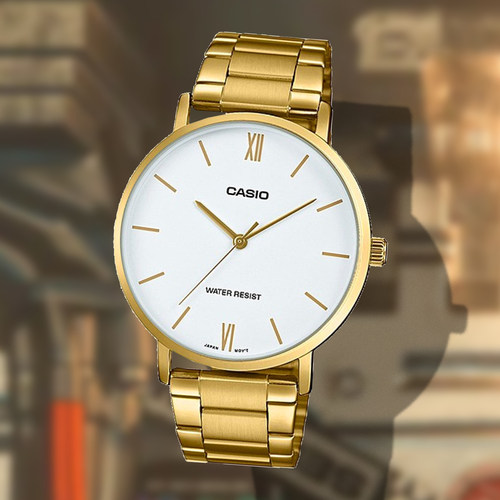 Casio/卡西欧 正品日系金属时尚商务防水石英男表MTP-VT01G-7B