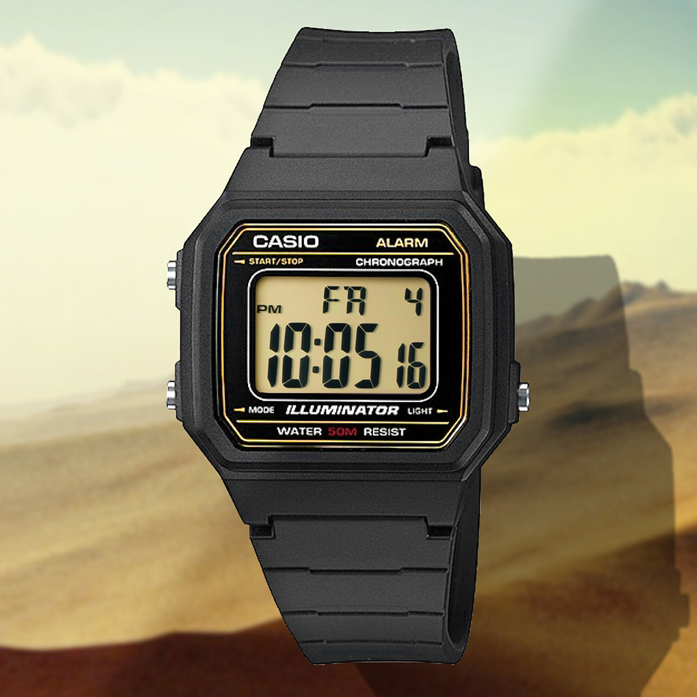 Casio卡西欧 W-217H-9A简约日系休闲情侣复古学生方块电子表