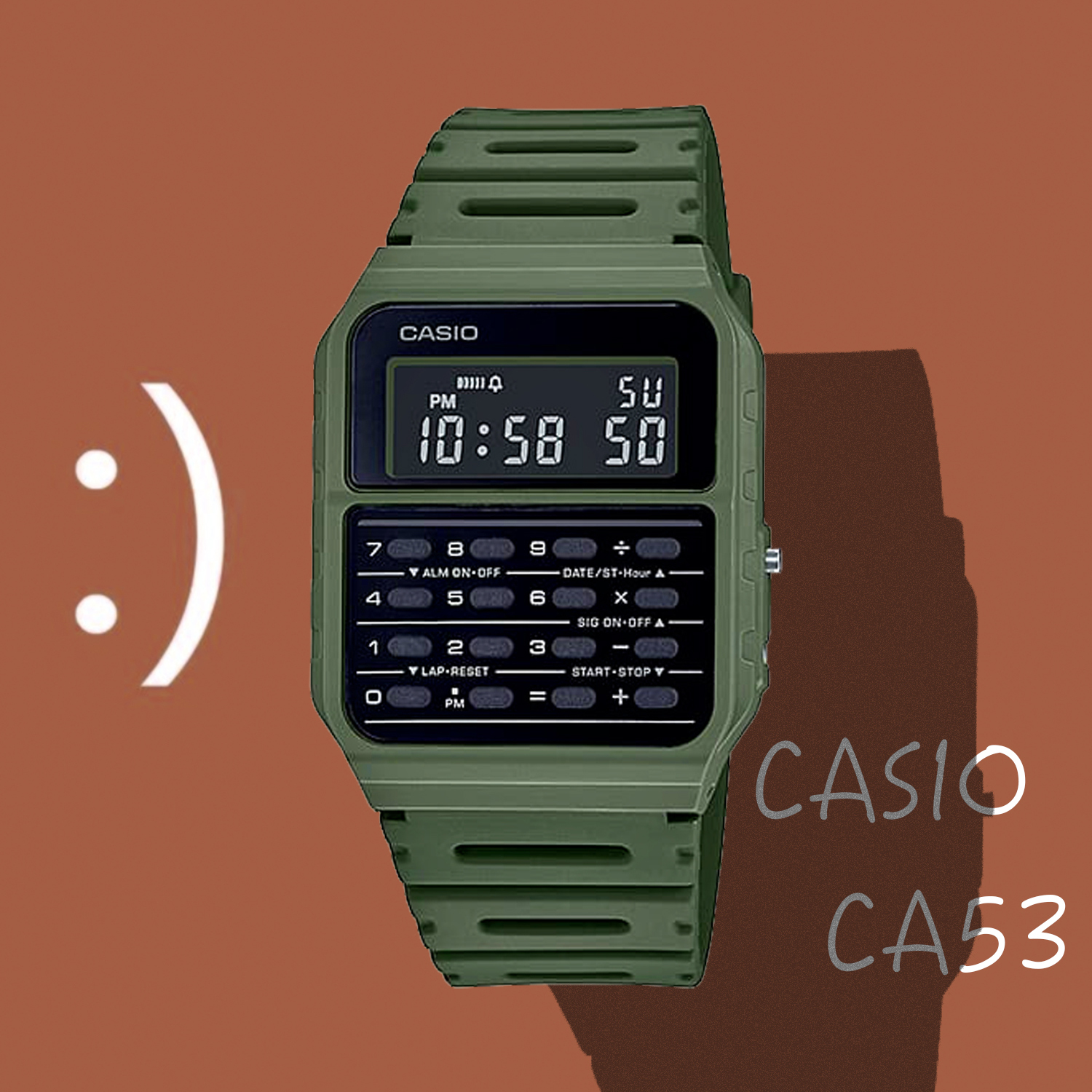 卡西欧手表Casio情侣方形计算器电子运动防水礼物CA-53WF-3B