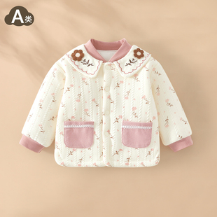 女宝宝棉袄秋冬季 单件上衣儿童男家居服120g夹棉外套婴儿棉衣保暖