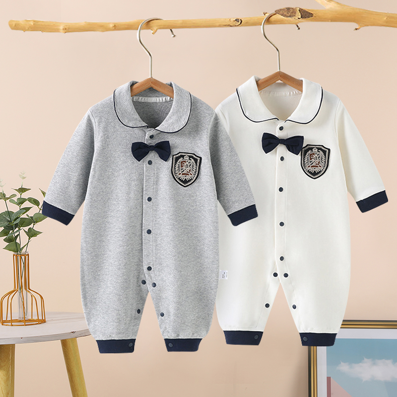 婴儿连体衣春秋季翻领哈衣
