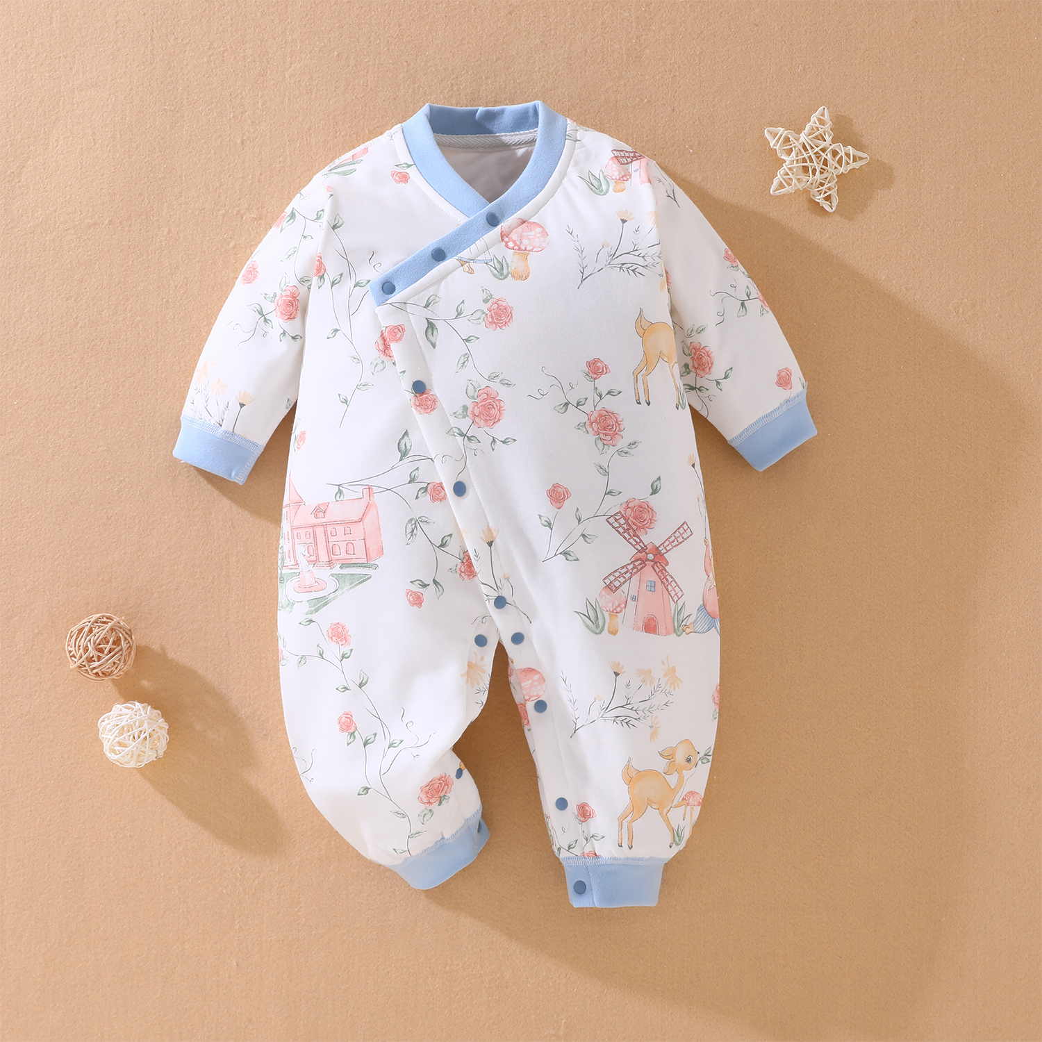 棉服婴儿连体衣40g夹棉秋冬哈衣