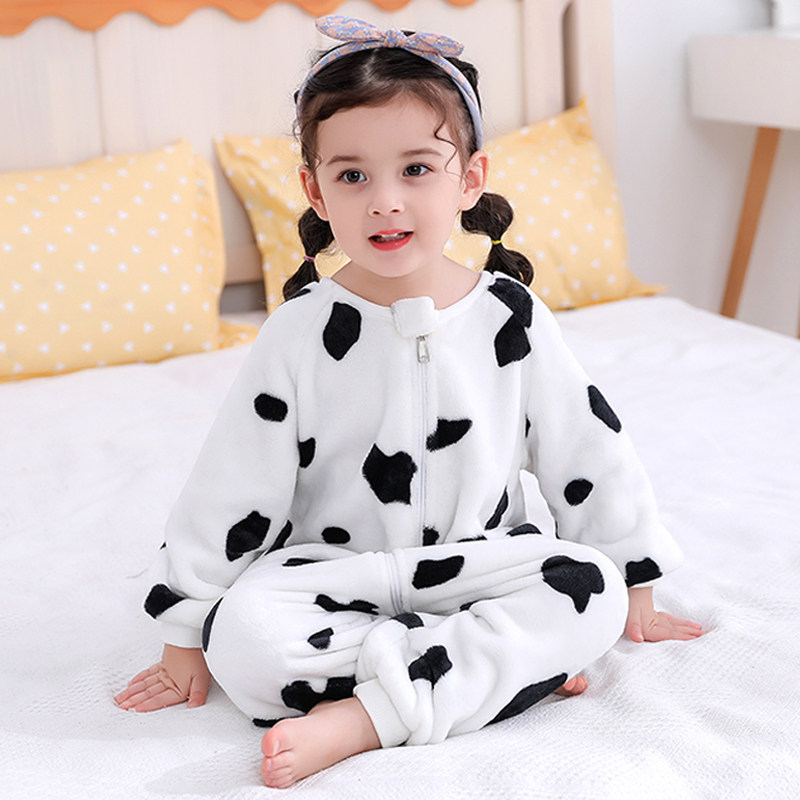 婴儿宝宝睡袋秋冬款珊瑚绒儿童睡衣冬季男童女童法兰绒加绒连体衣