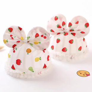 新生儿囟门帽水果樱桃草莓护卤门帽宝宝遮脑门心帽子婴儿夏季薄款