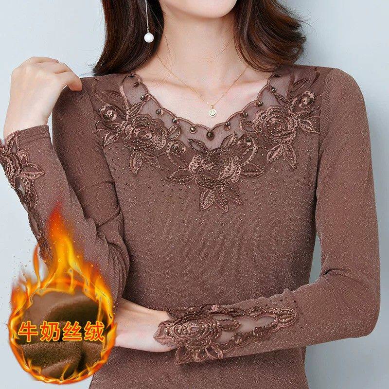 爆款女装冬装女式小衫打底内衣 韩版时尚加绒加厚保暖打底衫女