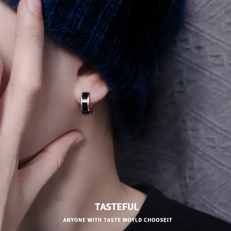 纯银素圈耳环男生日韩轻奢高级设