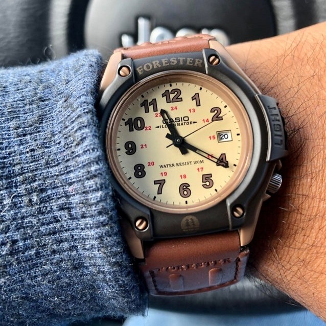 正品卡西欧casio forester ft500wc经典森林人复古棕带小表盘男表