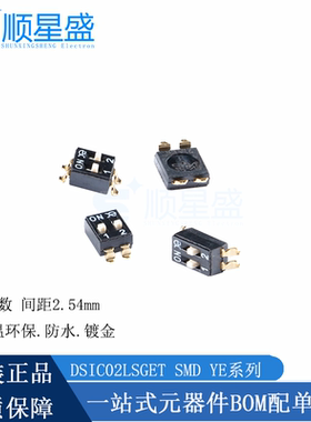 YE原装DSIC02LSGET贴片拨码开关间距2.54MM 编码 镀金DSIC02LSGER
