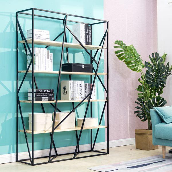 北欧简约置物架现代铁艺展示柜落地创意隔断书架办公室装饰品架子