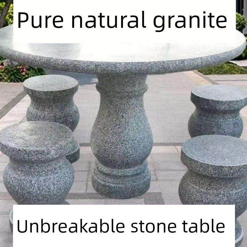庭院户外石桌石凳高端花园别墅户外家居天然花岗岩石材大理石桌