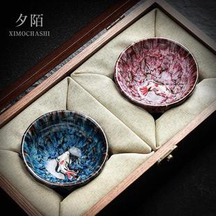 功夫茶杯个人专用建盏主人杯单杯大号陶瓷茶碗男女士情侣对杯茶盏