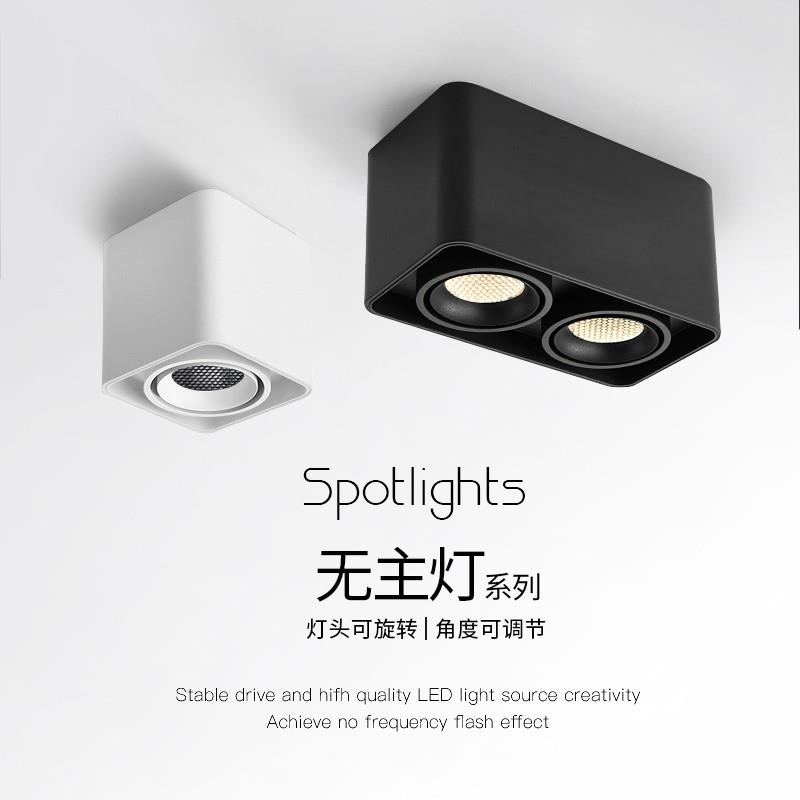 明装双头射灯led天花灯吸顶式斗胆灯客厅筒灯卧室cob无主灯照明