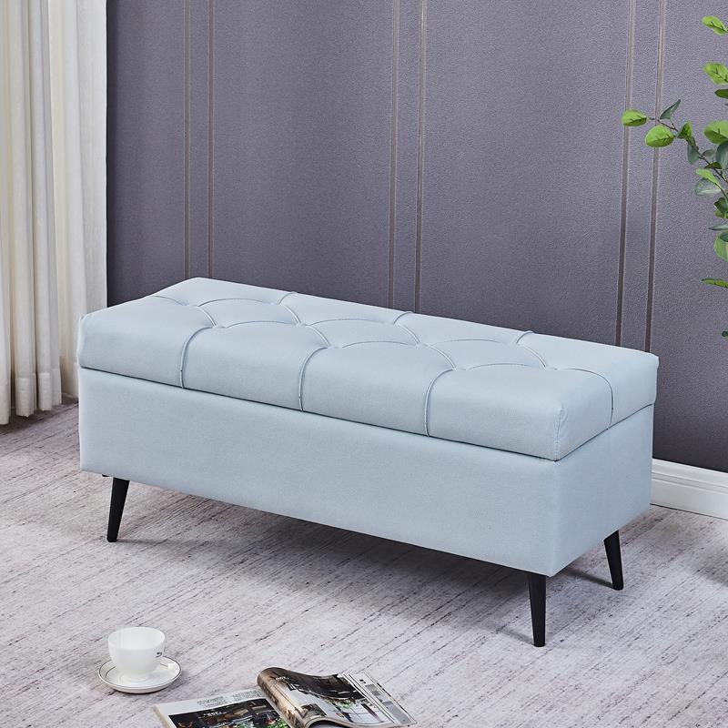 科技布换鞋凳家用门口卧室床尾凳储物收纳凳服装店沙发凳子长方形