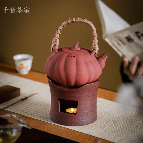 【千音 暗红楚腰煮茶炉】围炉煮茶提梁温茶壶煮茶器酒精炉蜡烛炉