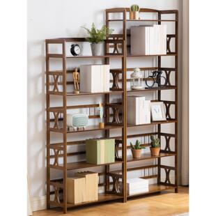 简易学生书架南竹客厅多层收纳架儿童地板书柜实木现代收纳展示架