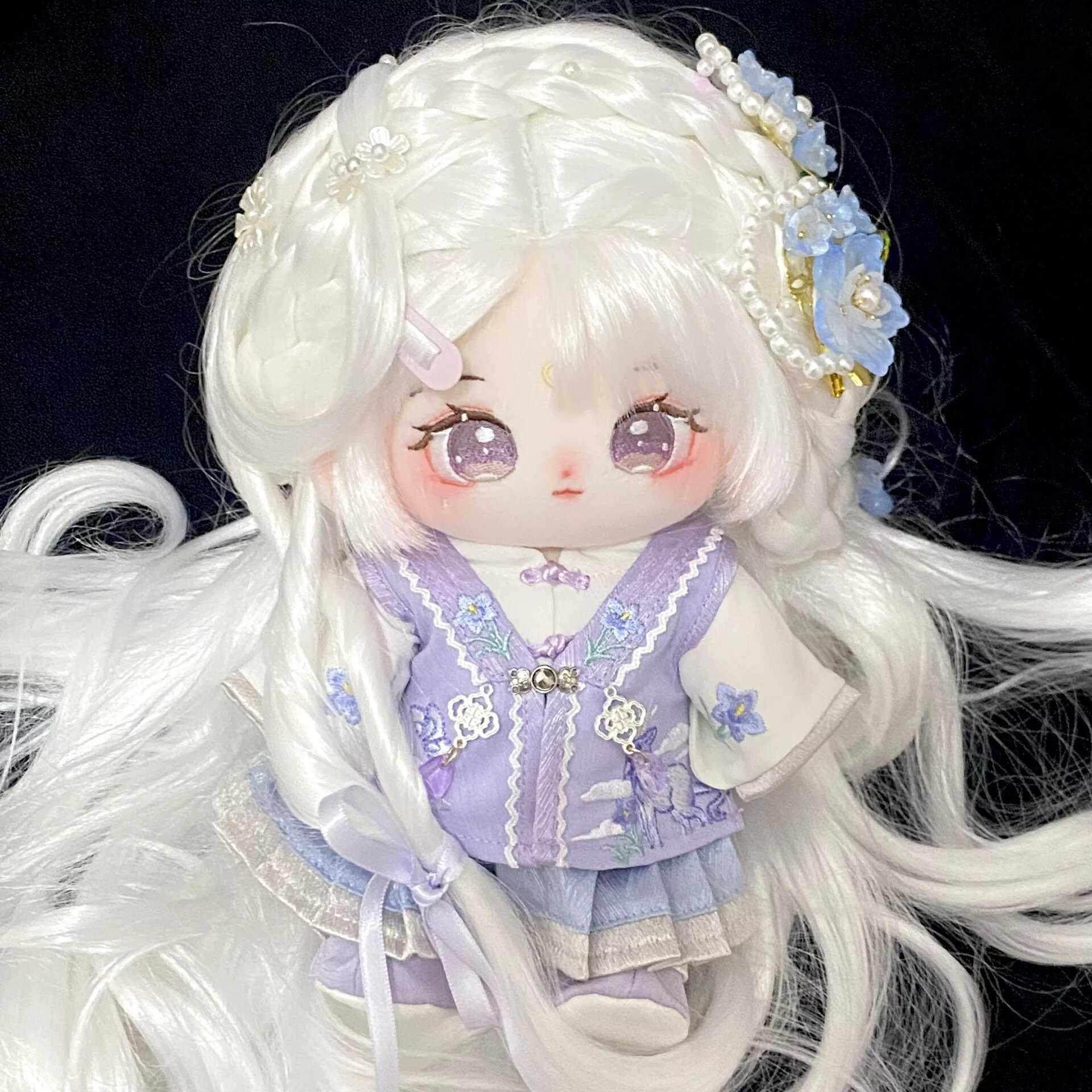 20cm棉花娃娃古风衣服套装玩偶公仔替换装中国风紫色汉服裙子娃衣