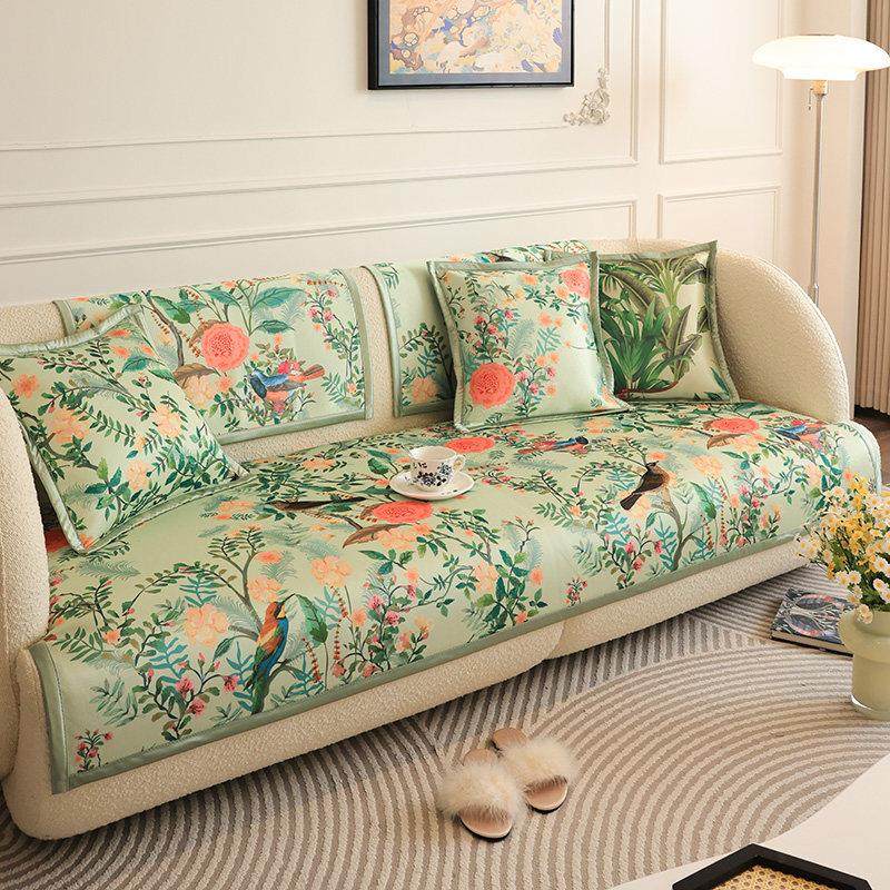 高级感轻奢夏季沙发垫四季通用防滑冰丝沙发套盖布巾全包坐垫子罩