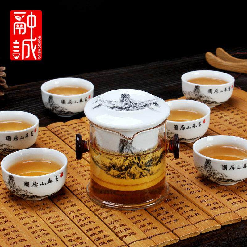 融诚 红茶茶具整套功夫茶具套装玻璃泡茶壶陶瓷过滤双耳泡茶器,餐饮具,功夫茶具,淘宝优惠券,粉丝福利购,淘宝优惠卷
