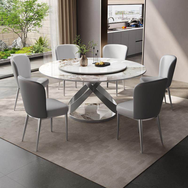 意式极简风轻奢岩板奢石餐桌椅组合家用小户型圆形吃饭桌子电磁炉,住宅家具,岩板餐桌,淘宝优惠券,粉丝福利购,淘宝优惠卷