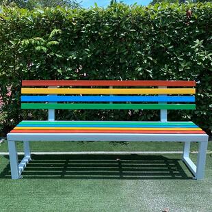 网红简约公园椅户外长椅庭院园林休闲 座椅球广场社区防腐塑木条