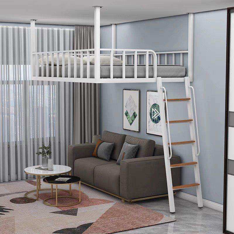 北欧loft高架床小户型公寓出租铁艺床阁楼悬挂床复式二楼上床下空,住宅家具,铁艺/钢木床,淘宝优惠券,粉丝福利购,淘宝优惠卷