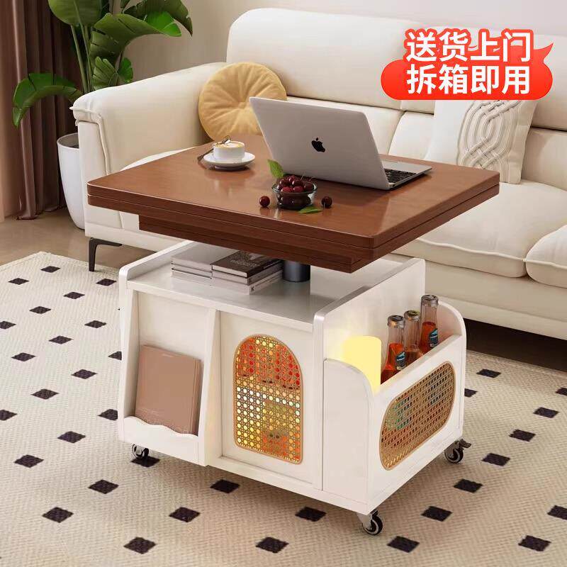 茶几实木折叠可移动推车茶台茶桌小户型客厅多功能沙发餐桌两用