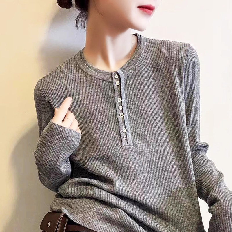 90%羊毛2026新款圆领纽扣高级感百搭长袖时尚打底针织衫上衣女,女装/女士精品,毛针织衫,淘宝优惠券,粉丝福利购,淘宝优惠卷