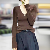 2026新款 上衣女 针织衫 圆领修身 性感今年流行漂亮毛衣羊毛长袖