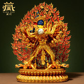 金刚护法 室内家用精工铜 铜像摆件 时轮金刚 藏村全鎏金