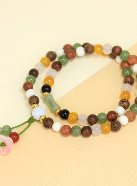 多宝珠DIY多彩系列款清新设计感串珠复古百搭手链配饰手链规格0.6