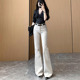 高腰显瘦弹力气质长裤 女26春款 微喇牛仔裤 李李服饰老钱灰净版