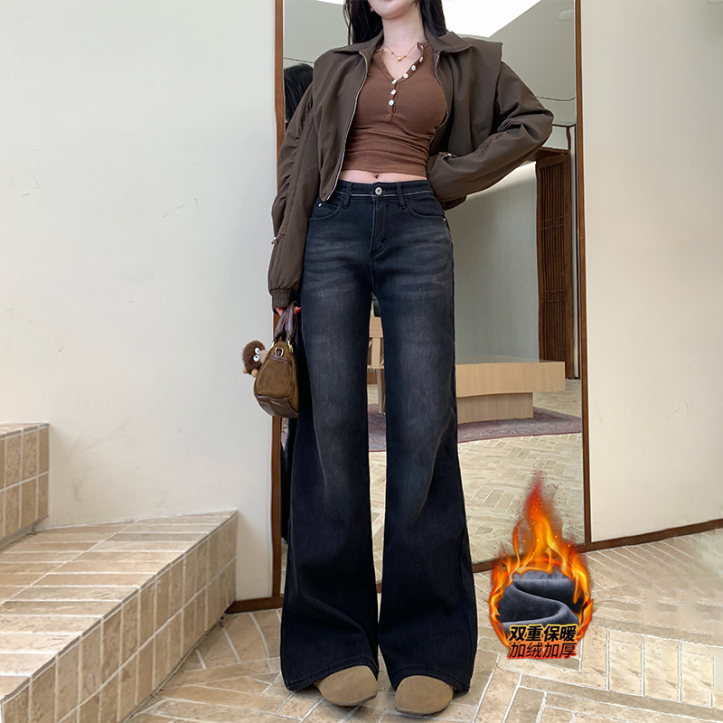 李李服饰加绒修身黑灰牛仔长裤女2026冬季不贴腿高腰遮肉堆堆长裤,女装/女士精品,牛仔裤,淘宝优惠券,粉丝福利购,淘宝优惠卷