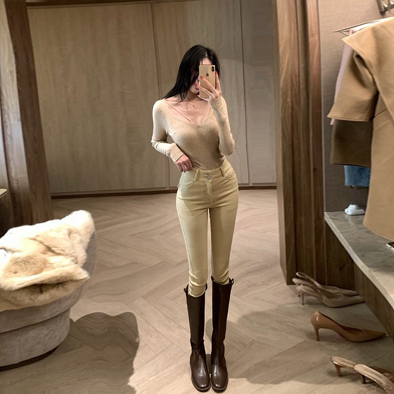 李李家老钱感小脚牛仔裤女2026秋季新款高腰修身显瘦时髦裤