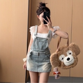 设计感收腰包臀短裤 李李服饰甜美减龄牛仔背带裙女2026冬季 新款 裙