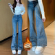 加绒弹力喇叭裤 李李服饰密闪烫钻重工高腰微喇牛仔裤 女2026年冬季