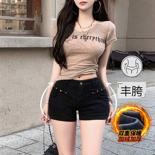 加绒千禧风性感紧身显瘦热裤 李李服饰低腰丰胯牛仔短裤 女2025冬季