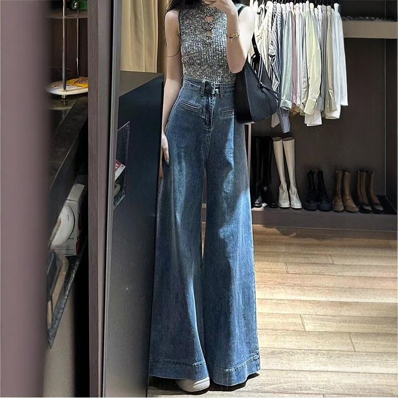 李李服饰高级感慵懒宽松显瘦显高阔腿牛仔裤女2025秋季百搭拖地裤