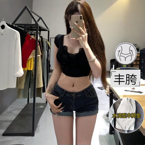 李李服饰低腰卷边牛仔短裤女2026年夏季新款辣妹显瘦包臀短裤